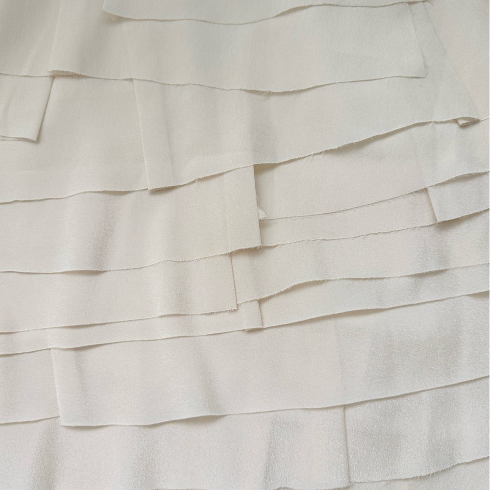 Forever 21 Cream Ruffle Mini Skirt Size L  Y2K Wester Chic Cottagecore Coquette - Picture 6 of 16